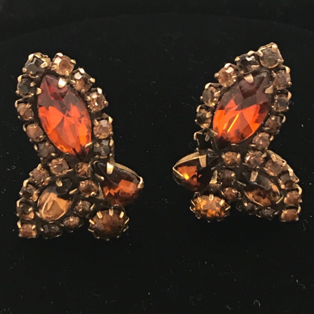 Vintage Weiss Orange Brown Clip On Earrings 50$